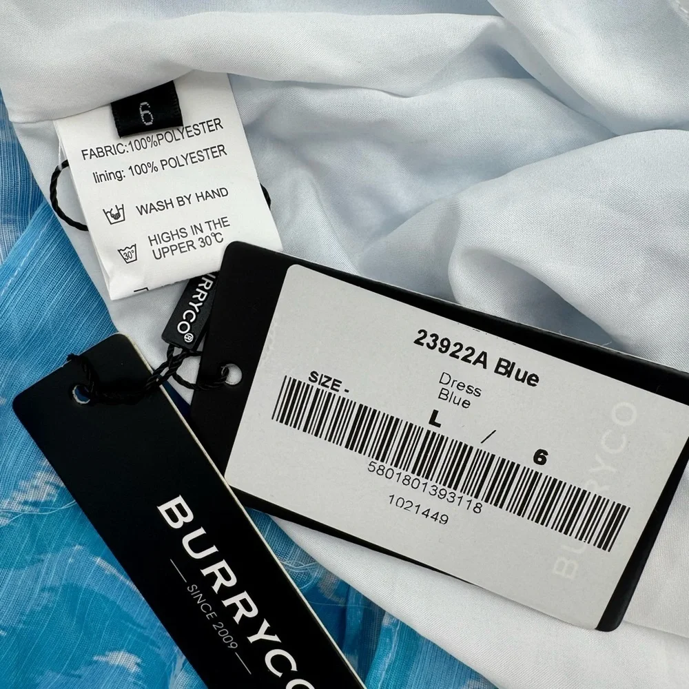 Burryco Tiered Maxi Dress Blue Size 6 NWT Boho Flowy Cocktail Wedding Romantic - Picture 7 of 9